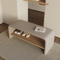 Banc d'entrée moderne haut de gamme en bois massif avec tabouret à chaussures intégré pour salle d'essayage, armoire à chaussures domestique