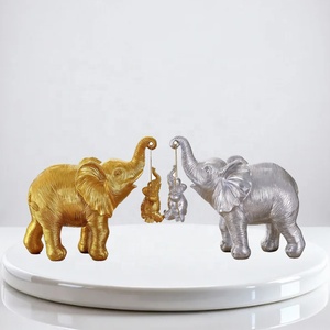 Estatua de Elefante Madre e Hijo Hecha a Mano al por Mayor, Estatua de Animal de Resina para Decoración Navideña del Hogar - Product Image 1