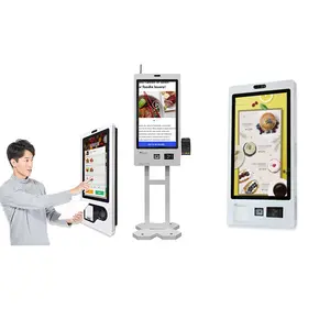 Crtly Restaurant 27 Inch Self Ordering Kiosk Qr Code Scanner Kiosk Touch Screen Self Service Wall Mounted Kiosks