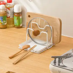 रसोई डेस्कटॉप धातु countertop काट बोर्ड पॉट ढक्कन चम्मच भंडारण धारक प्रदर्शन खड़े रैक के लिए रसोई