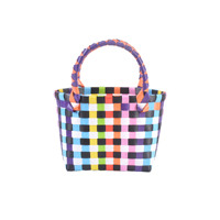 Panier de rangement en plastique tressé, sac cadeau carré portable fait main, 16x9.5x15cm, pour plage, bébé, pleine lune, accompagnement de retour