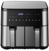 Friteuse à air électrique sans huile 8,6 L noire avec 2 paniers et 2 bacs pour frites, appareil de cuisine