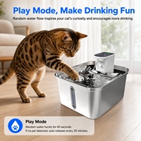 Fontaine à eau pour animaux de compagnie 3,5 L entièrement en acier inoxydable, autonettoyante, avec batterie amovible et poignée de transport, abreuvoir intelligent sans fil pour chats et chiens