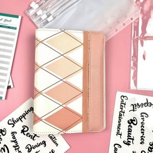 Custom Pu Leather Hardcover Journal Thread Sewing Loose Leaf A6 <b>Budget</b> <b>Binder</b> with Cash Envelopes - Product Image 4