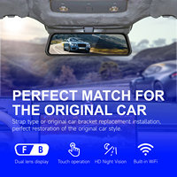 Caméra de tableau de bord pour voiture avec écran tactile IPS 10 pouces, vision nocturne supérieure, double objectif, montage sur rétroviseur, WiFi et capteur G