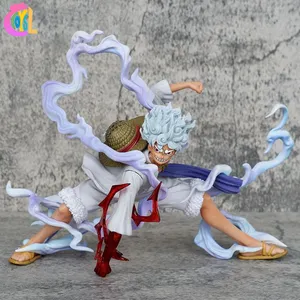 17.5cm Figuras de One Pieced Dieu Soleil Nika Gear 5 Singe D. Luffy Squat Posture Awakening White Hair figurine modèle Jouets