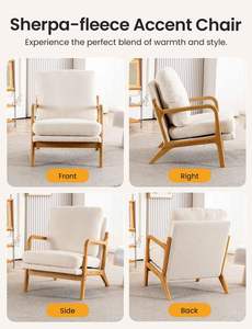 Modern Sherpa Lounge <b>Arm</b> <b>Chair</b> for Home for Living Room Bedroom or Dining Cozy <b>Comfy</b> for Reading Wide for Small Apartment - Product Image 6