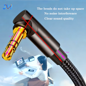 3.5 毫米公对公 AUX 电缆（弯插头）适用于汽车音响、电脑和摩托车 IP67 级裸铜线束 1-3 米长度 - Product Image 2