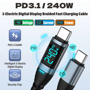 240W 5A E-Mark ชิปจอแสดงผลดิจิตอล USB <span class=keywords><strong>C</strong></span> TO <span class=keywords><strong>Type</strong></span> <span class=keywords><strong>C</strong></span> <span class=keywords><strong>สาย</strong></span><span class=keywords><strong>ชาร์จ</strong></span>ข้อมูลซุปเปอร์<span class=keywords><strong>ชาร์จ</strong></span>สำหรับ iPhone 15 16 17 Pro Samsung S24 Huawei Xiaomi - Product Image 2