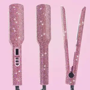 Crystal Hair Flat Iron Bling Hair Straightener Ceramic Fast Heating 450F Hair Straightening Irons Bling Flat Iron