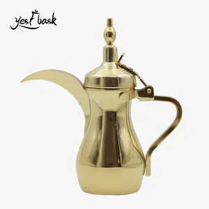 Frasco Dallah de una sola capa calentable chapado en oro de lujo clásico de estilo árabe fácil de operar leche café té logotipo personalizable