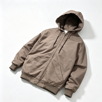 Blouson d'hiver surdimensionné à capuche en coton tissé, style workwear vintage, brodé, pour homme, personnalisable, coupe bomber, fermeture éclair intégrale, OEM ODM, décontracté