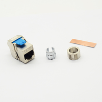 Connecteur Ethernet CAT8 STP RJ45 Keystone sans outil en alliage de zinc à 180 degrés, connecteur RJ45 Keystone blindé sans outil en zinc