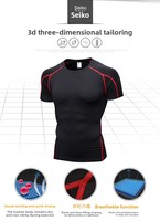 Kaos Kompresi Pria Logo Kustom Lengan Pendek Atasan Olahraga Gym Pakaian Olahraga Kaos Workout untuk Pria