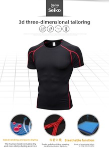 Magliette a Compressione Personalizzate per <span class=keywords><strong>Uomo</strong></span>, Manica Corta, Abbigliamento Sportivo da Palestra, T-Shirt da Allenamento - Product Image 3