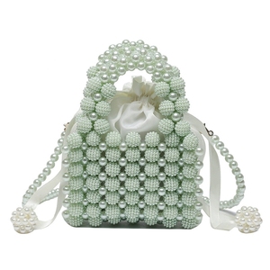 Mão Woven Noble Pérolas Hand-held Bag Embreagem De Casamento com Pérola Cadeia Nova Handmade Pérola Ombro Saco Cordão Pequena Bolsa - Product Image 6