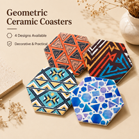 Sous-verre en céramique personnalisé, impression UV, écologique, résistant à la chaleur, antidérapant, réutilisable, motif hexagonal original pour la maison et la cuisine