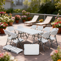 Table pliante en HDPE moulé par soufflage de 8 pieds à haute capacité de charge, conception empilable pour magasin de détail éphémère