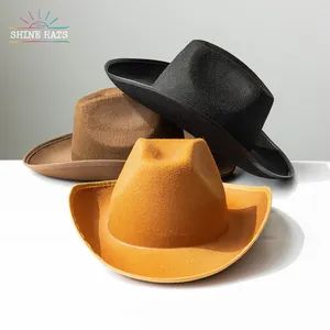 Shinehats 2024 Fashion Western High Quality Cheap Cow Boy Hats Fedora Hats felt Women Ladies Designer Wool Cowboy