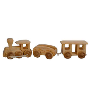 ชุดรถไฟไม้ของเล่นรถลากของเด็กรถไฟไม้สนยังไม่เสร็จ - Product Image 1