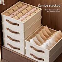 Boîte de rangement pour sous-vêtements en coton et lin Tianshan personnalisée SNH1002, compartiment empilable, design pliable pour armoire, trois-en-un