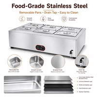 Gewerblicher 6-Pfannen Elektrischer Speisenwärmer Edelstahl-Dampftisch Buffet Bain-Marie Großhandel für Restaurant-Catering