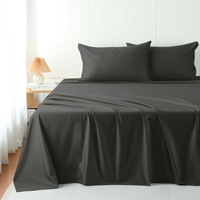 Ensemble de quatre pièces en satin de coton égyptien à longues fibres couleur unie des années 80 comprend une housse de couette drap de lit taie d'oreiller