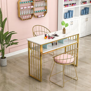 Table roulante pliable en <span class=keywords><strong>marbre</strong></span> rose de luxe moderne pour salon de <span class=keywords><strong>manucure</strong></span>, équipement de spa, mobilier en métal pour utilisation en centre commercial - Product Image 4