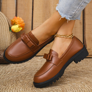 Zapatos de Plataforma de Cuero para Mujer, Talla Grande, Nuevos, Casuales, de Moda, Formales, de Vestir, Negros, de Cuero PU - Product Image 5