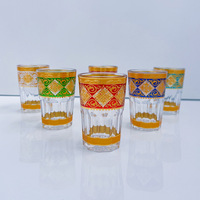 Nouveaux verres en verre marocain ensemble 6/12 pièces en relief or sculpture arabe tasses à eau verres à thé