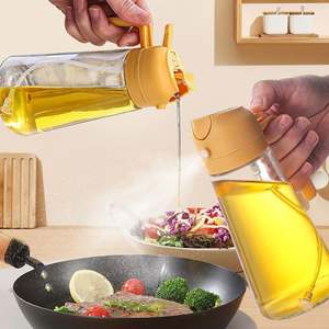 Botella de aceite de vidrio multifuncional lista para usar con pulverizador vertedor para utensilios de cocina, pulverizador de tipo pulsador sin aceite - Product Image 6