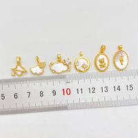 Pendentif Ourson Tulipe en laiton plaqué or 18 carats, inaltérable, avec nacre, fait main, pour bijoux DIY, bracelets et colliers mignons pour enfants
