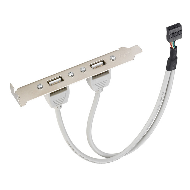 Bochara MotherBoard 9pin Header to 2 Ports USB 2.0 Female Cable Back PCI Panel Bracket for Desktop Computer