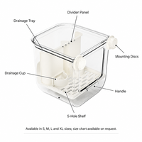 Boîte de rangement transparente YAOYUE en PC+PP pour petits animaux, avec compartiments divisés et plateau de drainage pour oiseaux et hamsters