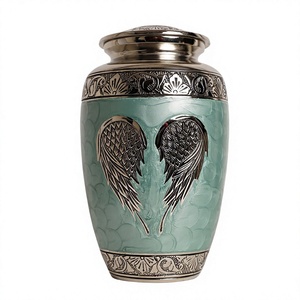 Urna Conmemorativa con Diseño de Alas de Ángel, Florero de Metal Hecho a Mano, Recuerdo de Condolencias, Estilo Tradicional - Product Image 1