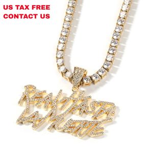 Collar con Colgante de Joyería Hip Hop Real Hasta La Muerte <span class=keywords><strong>Anuel</strong></span> AA Iced Out Circonita Cúbica 5A Chapado en Oro para Hombres y Mujeres - Product Image 1