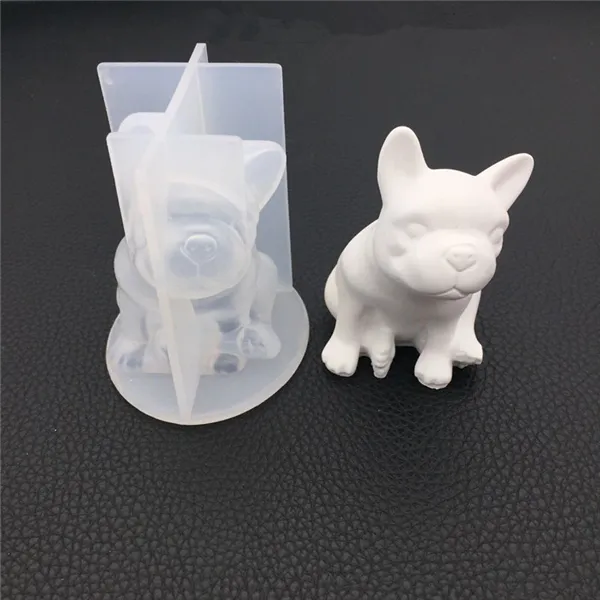 Moldes de silicona 3D para perro, molde de yeso para bulldog, resina epoxi, artesanías, venta al por mayor