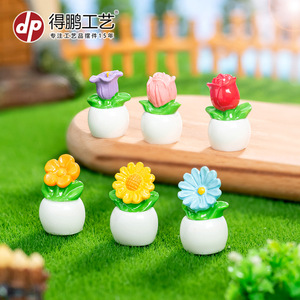 กระถางดอกไม้เรซินขนาดเล็กพร้อมดอกไม้หลากสีสันสำหรับตกแต่งสวนบนโต๊ะ - Product Image 5