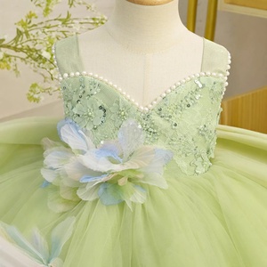 Abito da Principessa per Compleanno <span class=keywords><strong>Bambina</strong></span>, Vestito da Festa per Bambine, Abito da Presentatrice per <span class=keywords><strong>Bambina</strong></span>, Outfit per Esibizione di Pianoforte, Abito Solido Lavorato all'<span class=keywords><strong>Uncinetto</strong></span> - Product Image 3