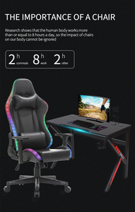Silla de Juego Negra con Luces LED RGB, Estructura de Acero Resistente, 180 °   Silla Reclinable Ajustable - Product Image 3