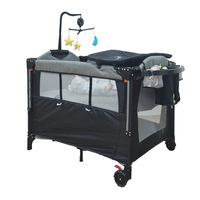 Lit bébé portable multifonctionnel, berceau pliable, sièges manuels, housses durables, roues en plastique, fournitures pour bébés