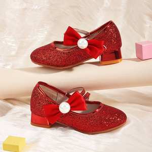 รองเท้าส้นสูงแบบใหม่สำหรับฤดูใบไม้ร่วง รองเท้าแตะแบบมีโบว์สำหรับงานพรอมสไตล์เจ้าหญิง - Product Image 1