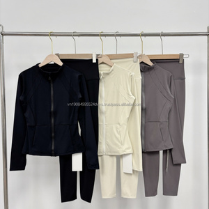 Fashion Women's <b>Yoga</b> Sets Lemon High Stretch Breathable Sports <b>Jacket</b> and <b>Yoga</b> Leggings Gym Active Wear - Product Image 1