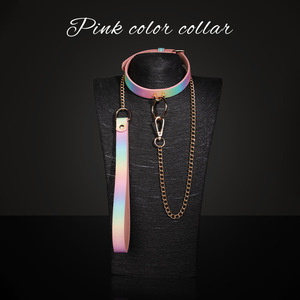 Collar de Cuero Ajustable BANSEY con Cadena Metálica Desmontable, Textura de Serpiente, Correa de Cuello para Disciplina y Restricción BDSM - Product Image 5