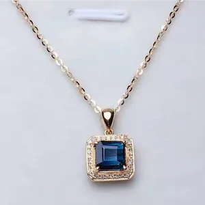 Unisex Necklace Jewelry Factory Wholesale 1.3ct Natural Tourmaline Gemstone 18k Gold Necklace