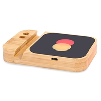Gadgets promocionales con luz LED personalizada 2025, nuevo cargador rápido inalámbrico con caja de cables de datos, juego de cables USB de carga rápida de Bambú