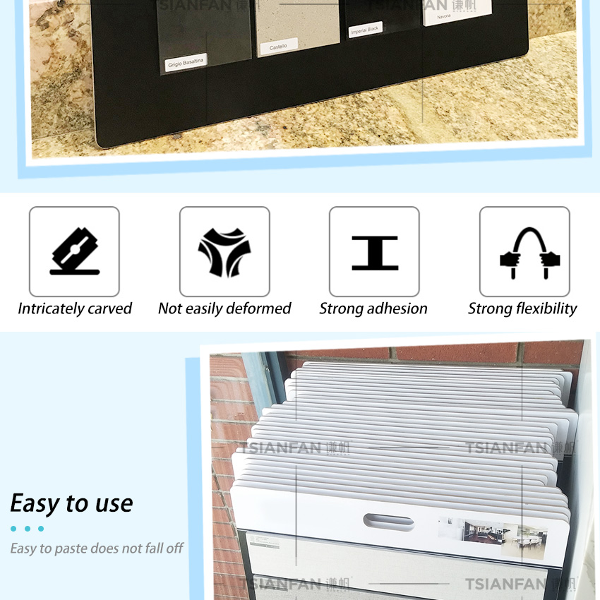 Custom Design White Portable Board Stand Panel Rack Handle Stone Display Mdf Wood Ceramic Tile Mosaic Sample Boards