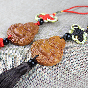 Ling Gusi Peach Wood Buddha Pendant Car Ornament Chinese Style Decorative Gift for Car <b>Interior</b> <b>Accessory</b> - Product Image 3