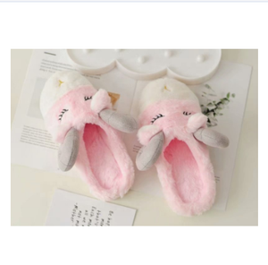 Rosa bianco morbido accogliente piccolo peluche pantofole di pecora mezza suola pantofole da casa per regali ragazze donne - Product Image 4