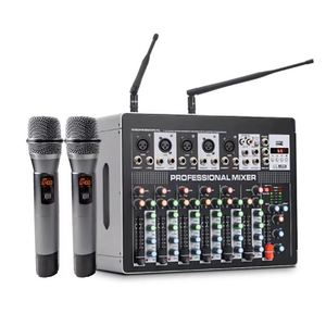 Professional 7 Channel Mixer With Bluetooth 600W <b>Wireless</b> <b>Microphones</b> - Product Image 1